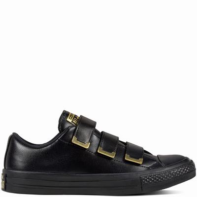 Converse Chuck Taylor All Star 3v Sl + Hardware Low Tops Womens - Black/Black/Gold Shoes (319GXDMC)